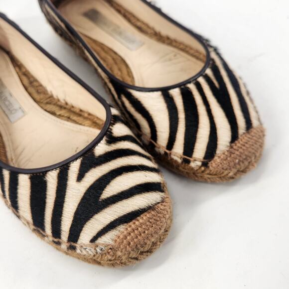 Paloma Barcelo Calf Hair Espadrille Size 7 Zebra Luxe Beach Resort Ballet Flats - Picture 3 of 8
